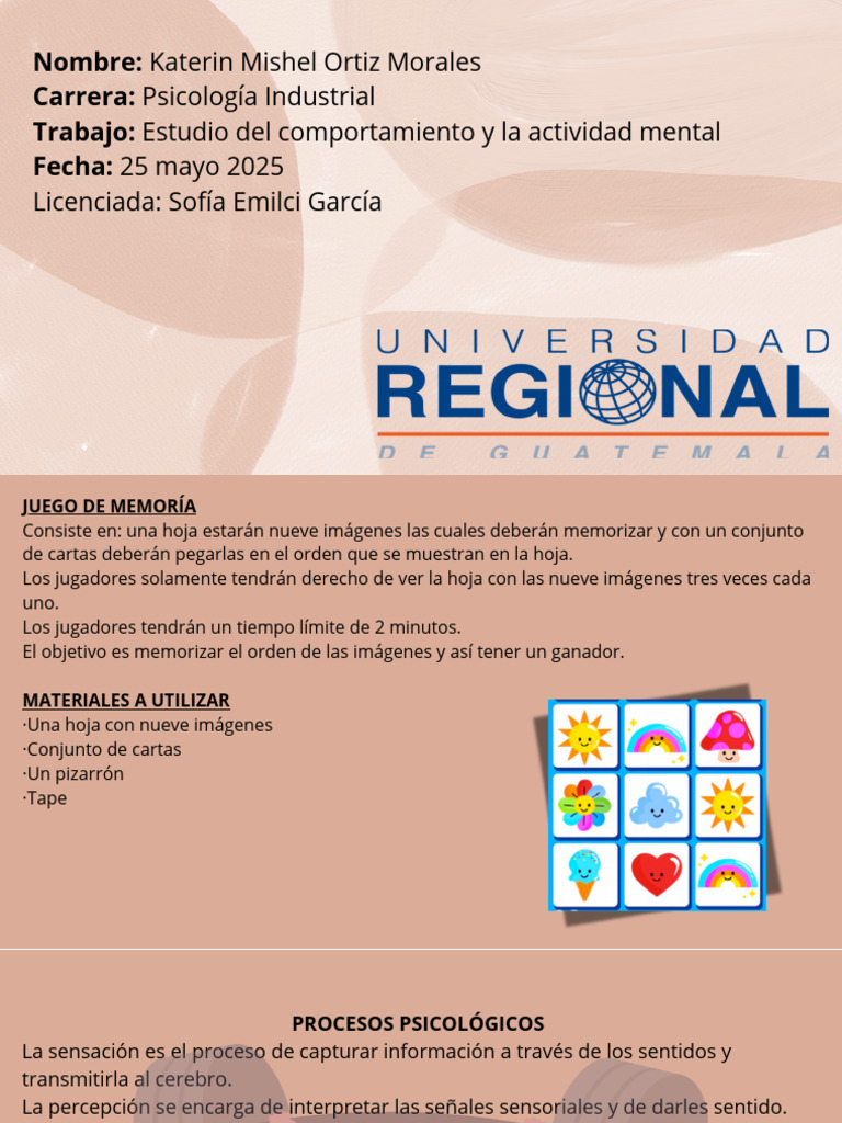 Juego de Memoria y Cambio Cognitivo | PDF | Memoria | Comportamiento