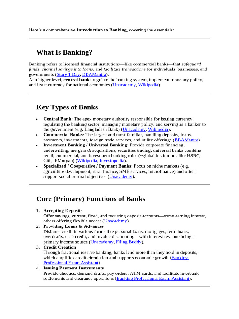 Introduction to Banking Essentials | PDF | Banks | Central Banks
