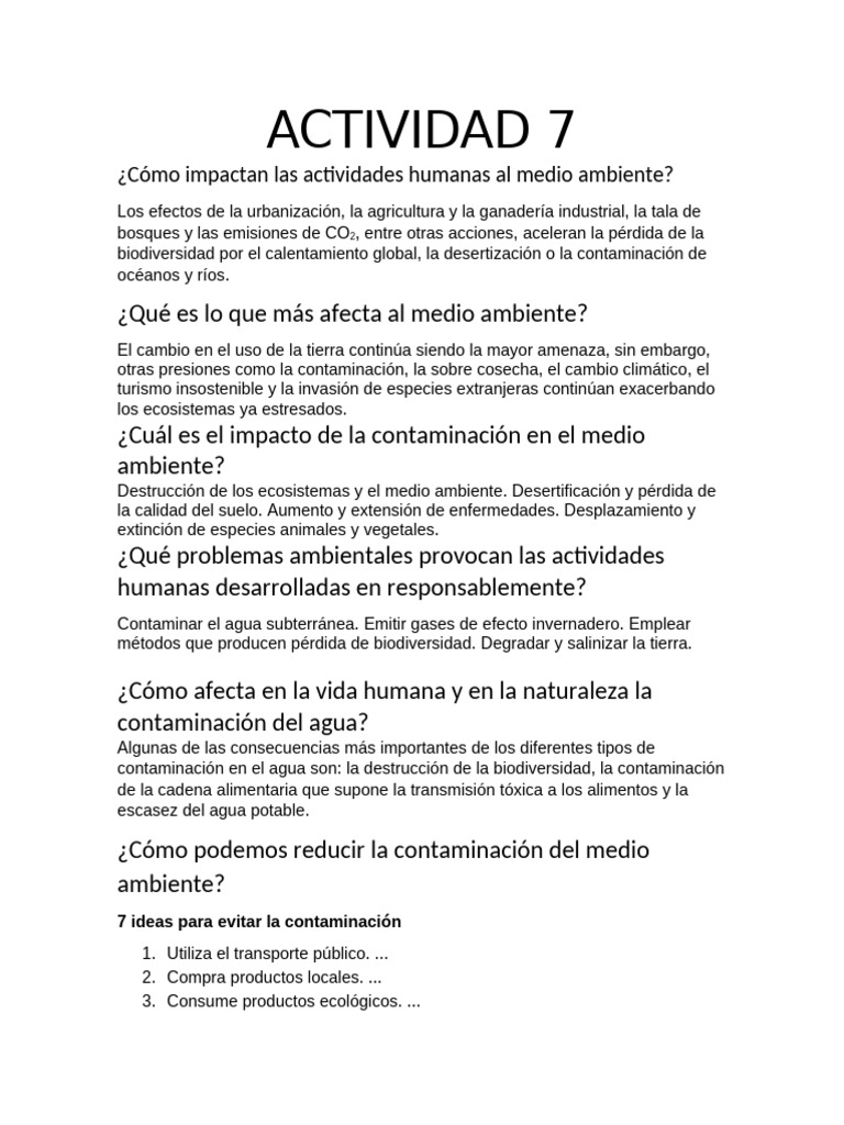 Impacto humano en el medio ambiente | PDF
