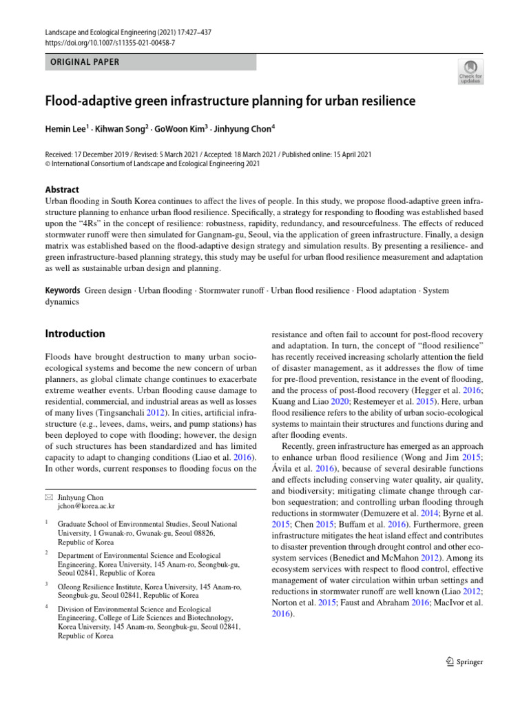 108 - Flood Adaptive Green Infrastructure Planning For Urban Resilience ...