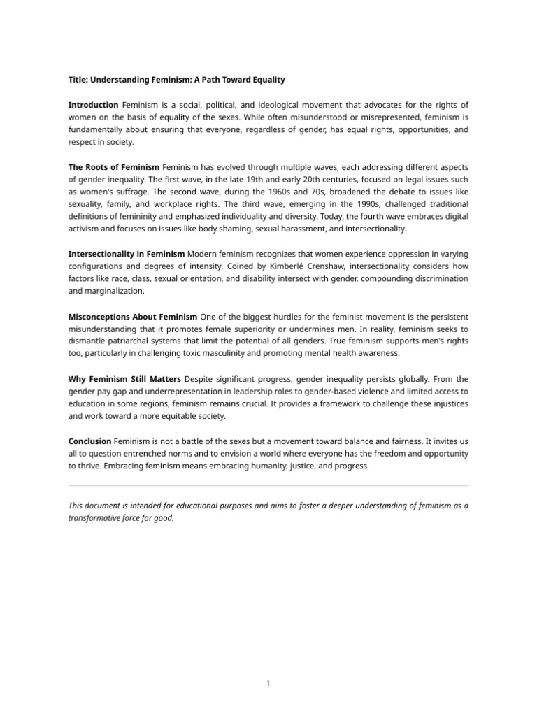 Understanding Feminism and Equality | PDF | Gender Studies | Feminism