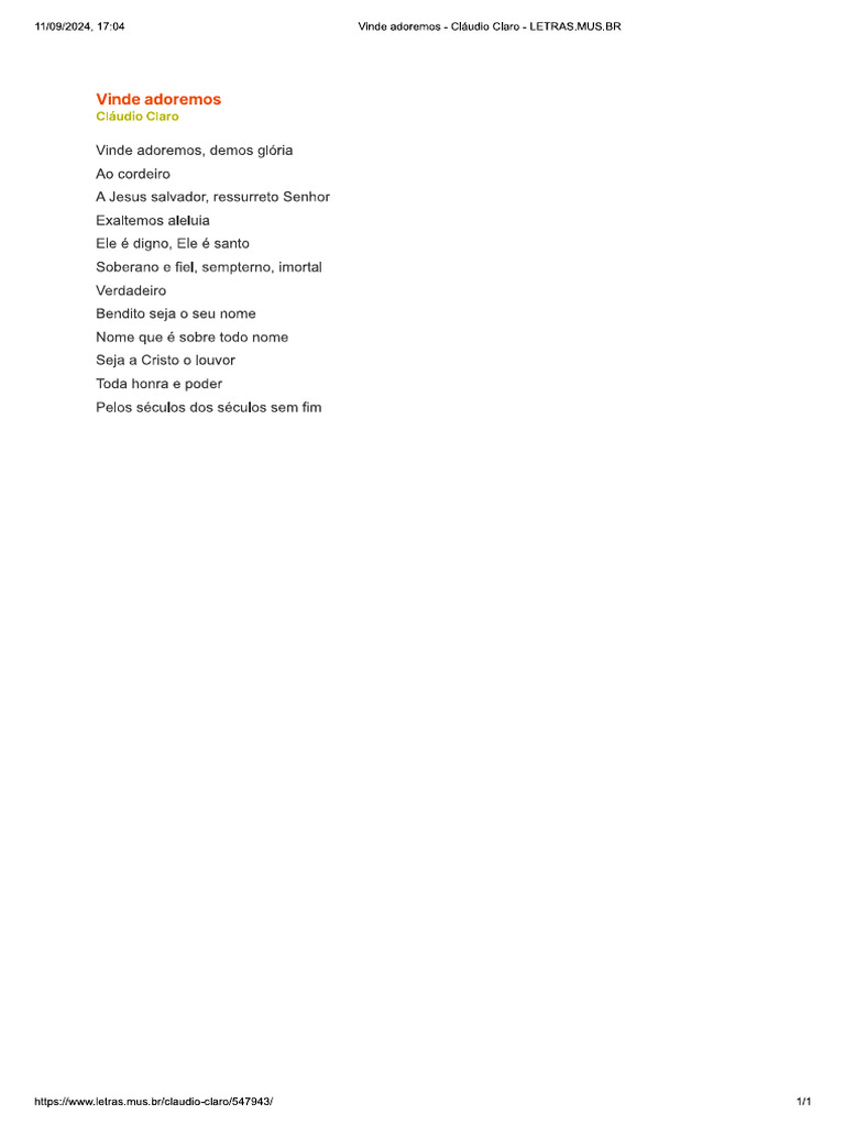 Vinde Adoremos | PDF