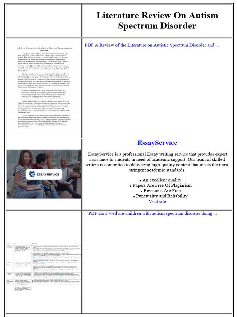 Literature Review On Autism Spectrum Disorder | PDF | Essays | Thesis