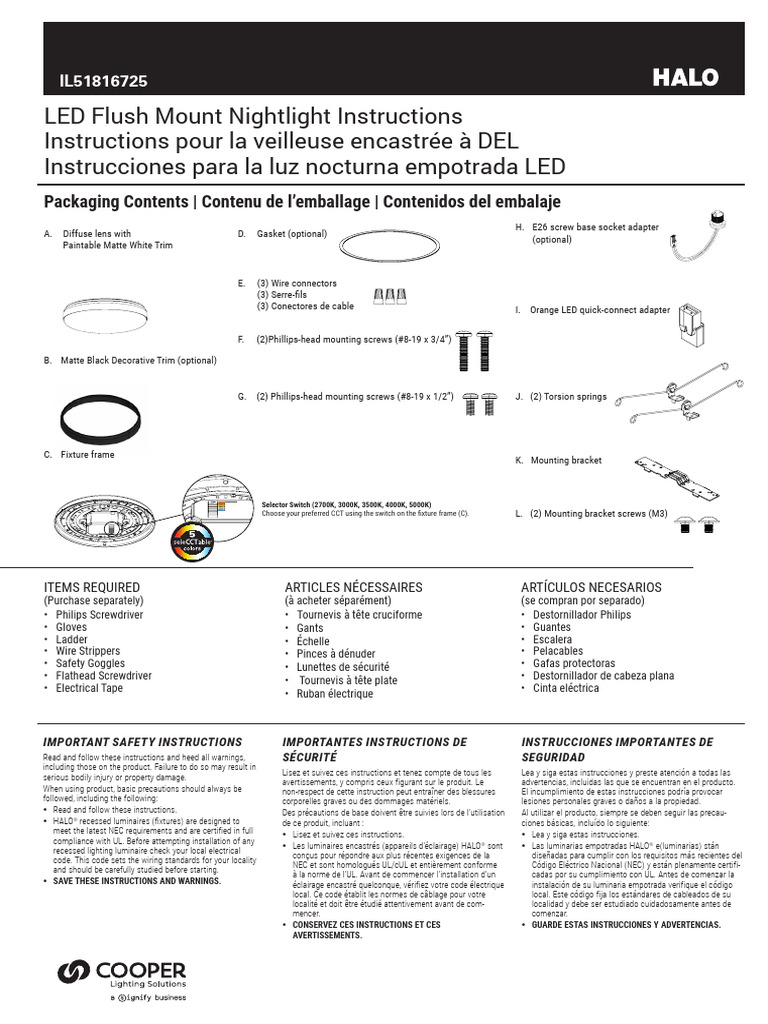 Instructions Veilleuse LED Encadrée | PDF