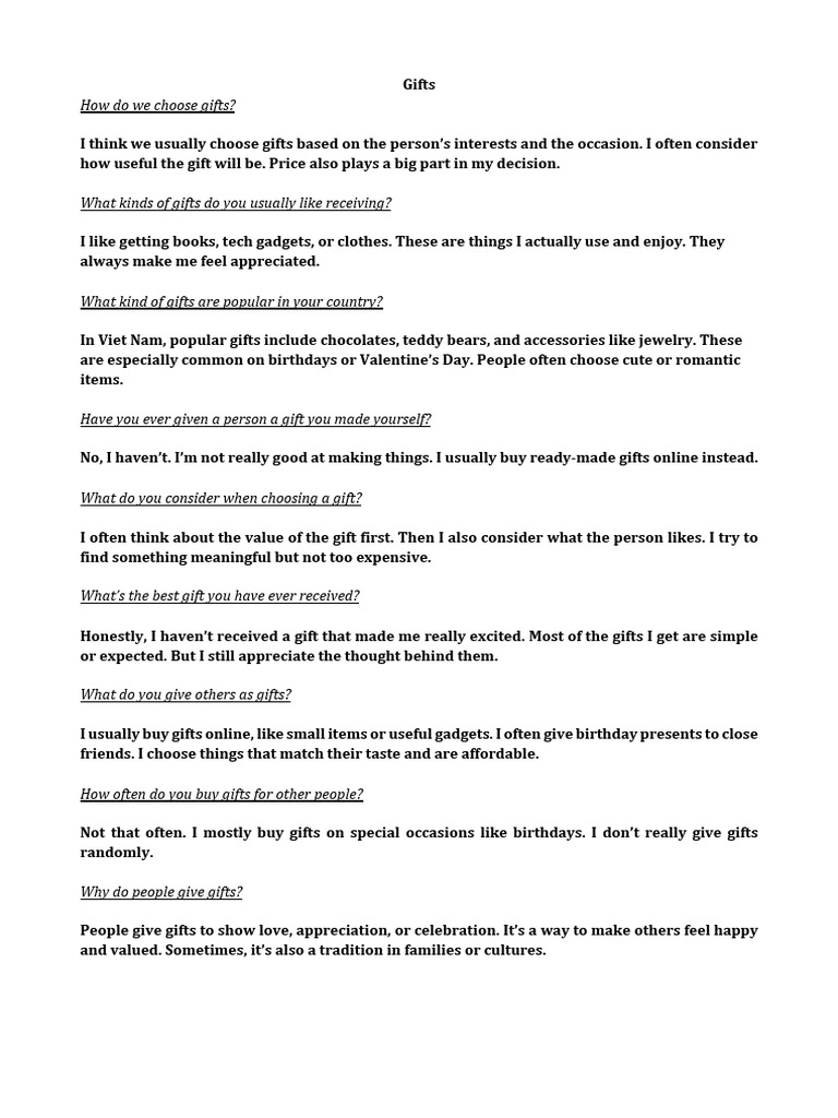 Choosing Meaningful Gifts Wisely | PDF