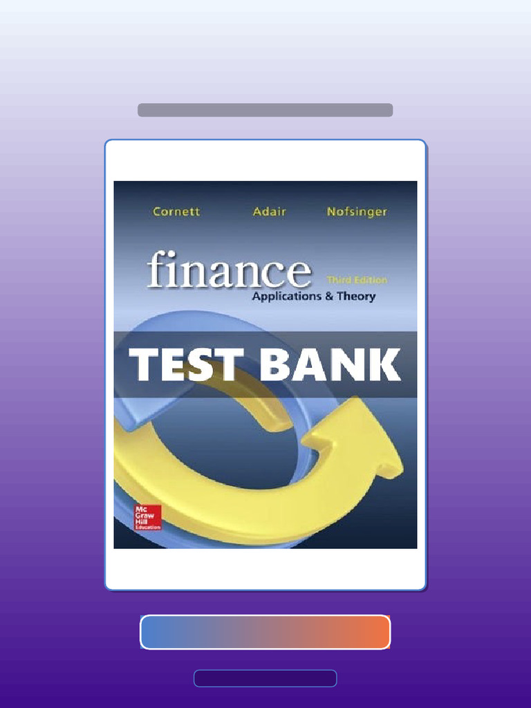 Finance Applications and Theory 3 Ed Cornett Ebook and TestBank Bundle ...