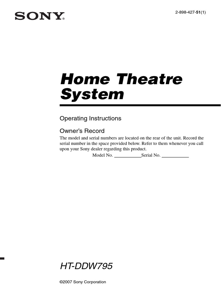 Sony STR-K790 Receiver Manual | PDF | Loudspeaker | Television