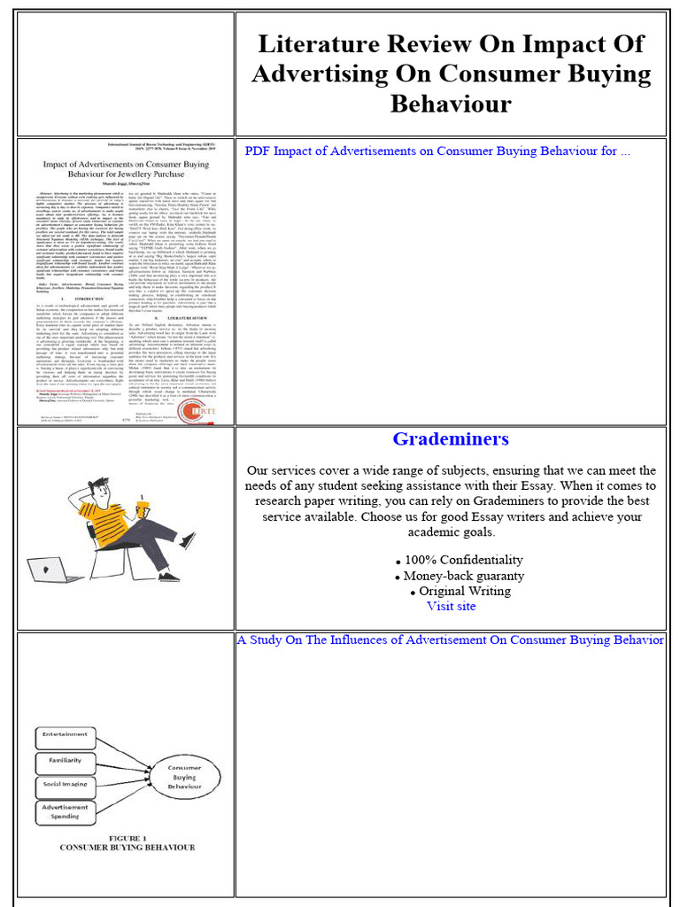 Literature Review On Impact of Advertising On Consumer Buying Behaviour ...