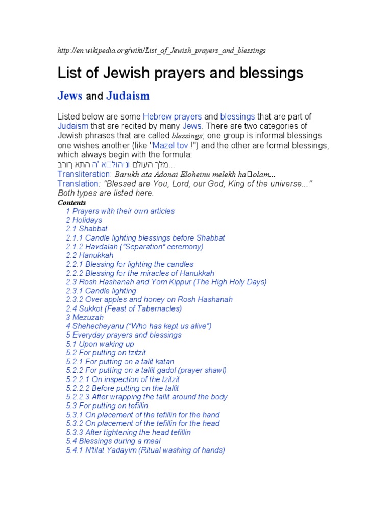 Blessings Shabbat Jewish Prayer