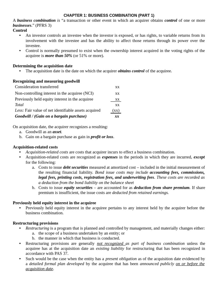 Business Combination Goodwill Computation | PDF | Goodwill (Accounting ...