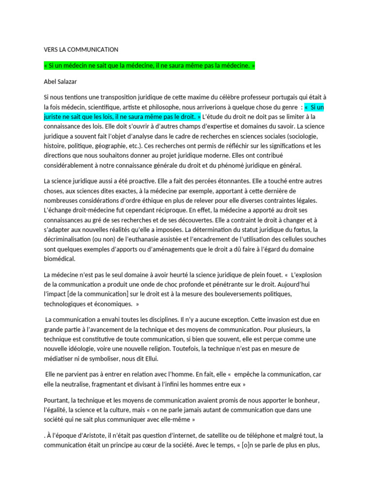 Droit et communication : une synergie essentielle | PDF | Loi naturelle ...