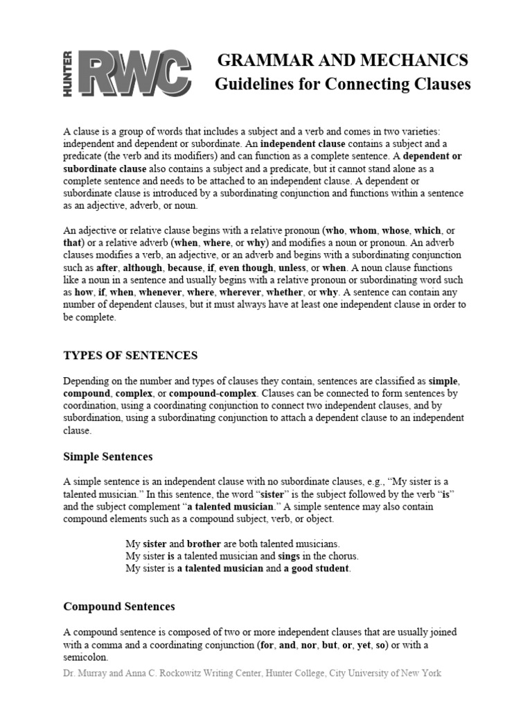 Guidelines for Connecting Clauses | PDF | Clause | Adverb