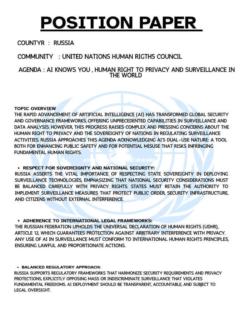 I Am Deligate of Russia and My Toppic Is (Ai Knows, Human Rights To ...