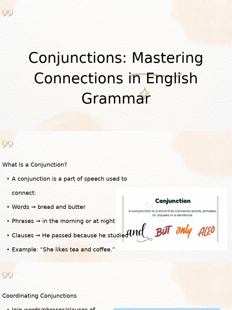 Understanding Conjunctions in Grammar | PDF