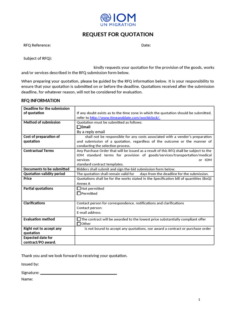 Annex - 19 - TMP - Mini Request For Quotation | PDF | Justice | Crime ...