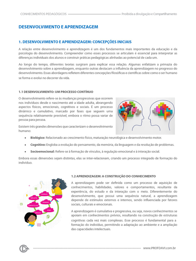 Desenvolvimento e Aprendizagem na Educação | PDF | Aprendizado | Pedagogia