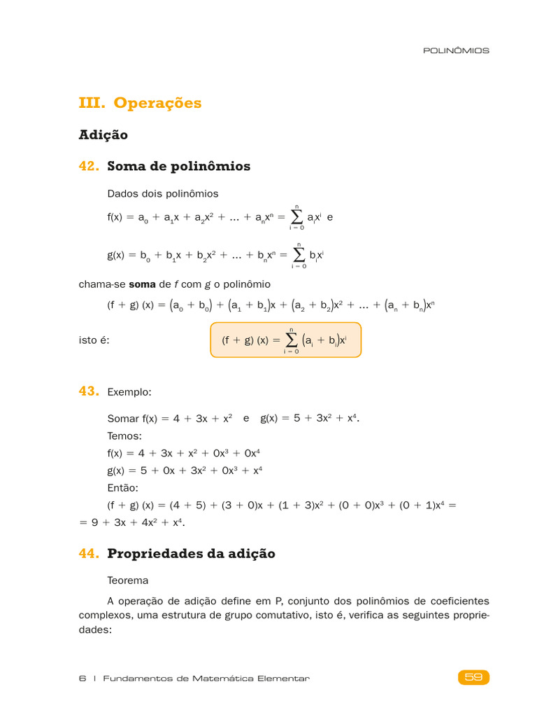 Operações com Polinômios: Adição e Multiplicação | PDF | Número ...