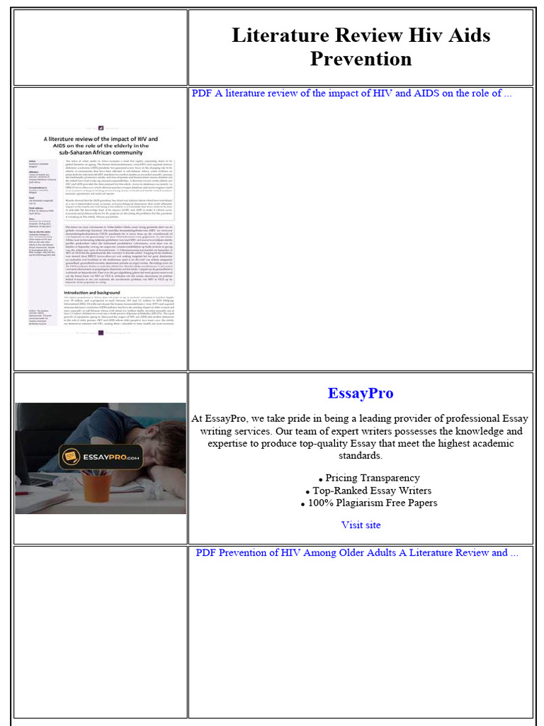 Literature Review Hiv Aids Prevention | PDF | Leadership | Essays