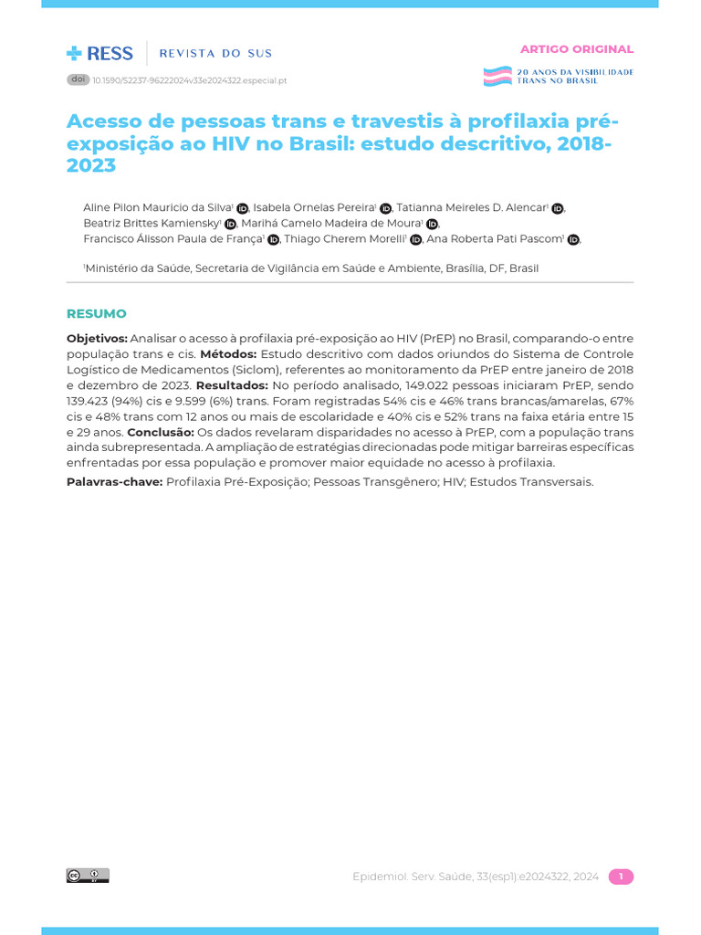 Acesso à PrEP para Pessoas Trans no Brasil | PDF | Transgênero ...