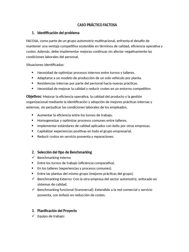 Caso Beachmarking | PDF | Benchmarking | Business
