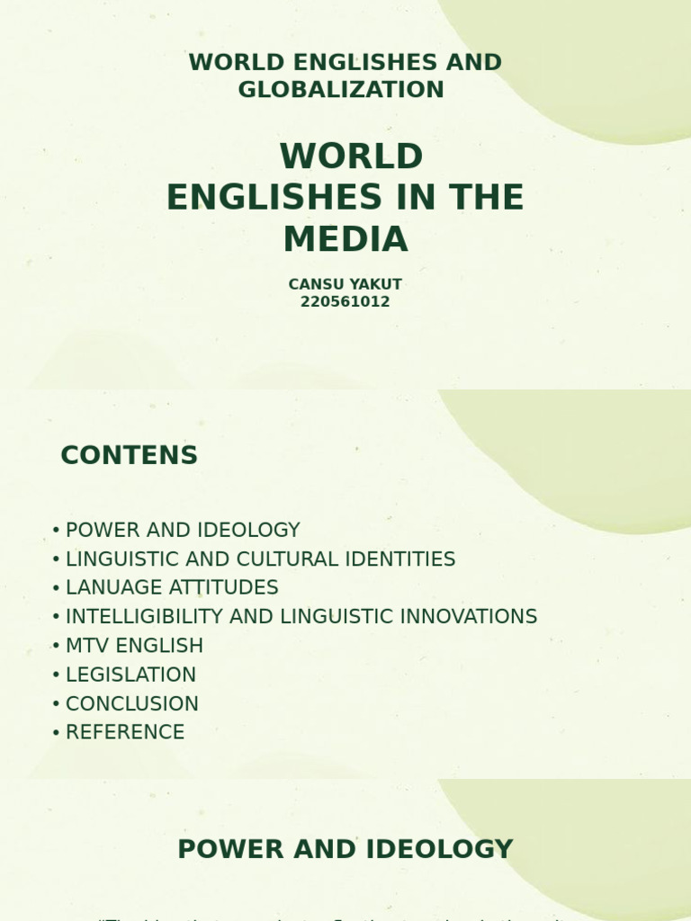 World Englishes Presentation | PDF | English Language | Linguistics