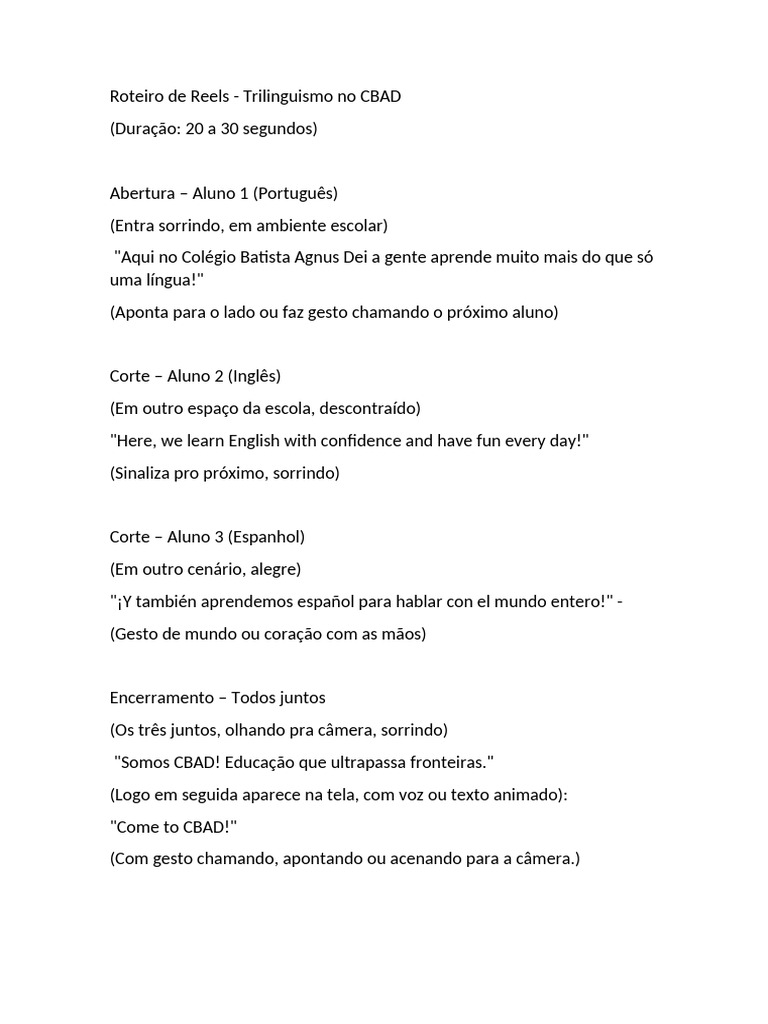 ? Roteiro de Reels | PDF