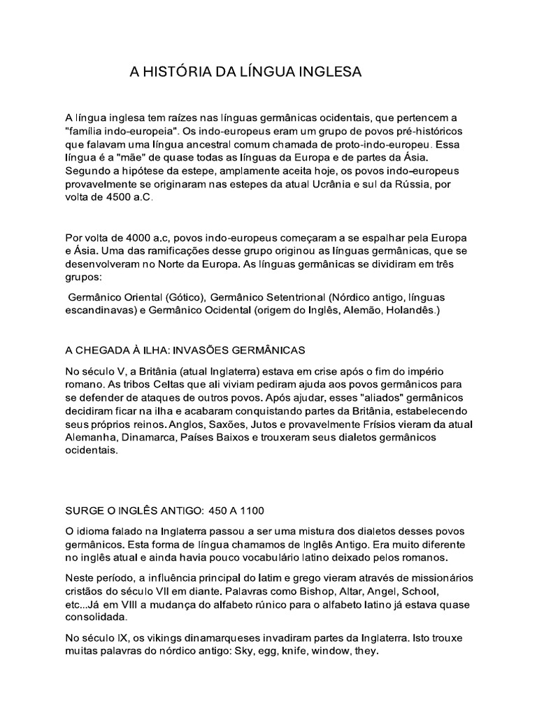 História Da Lingua Inglesa | PDF