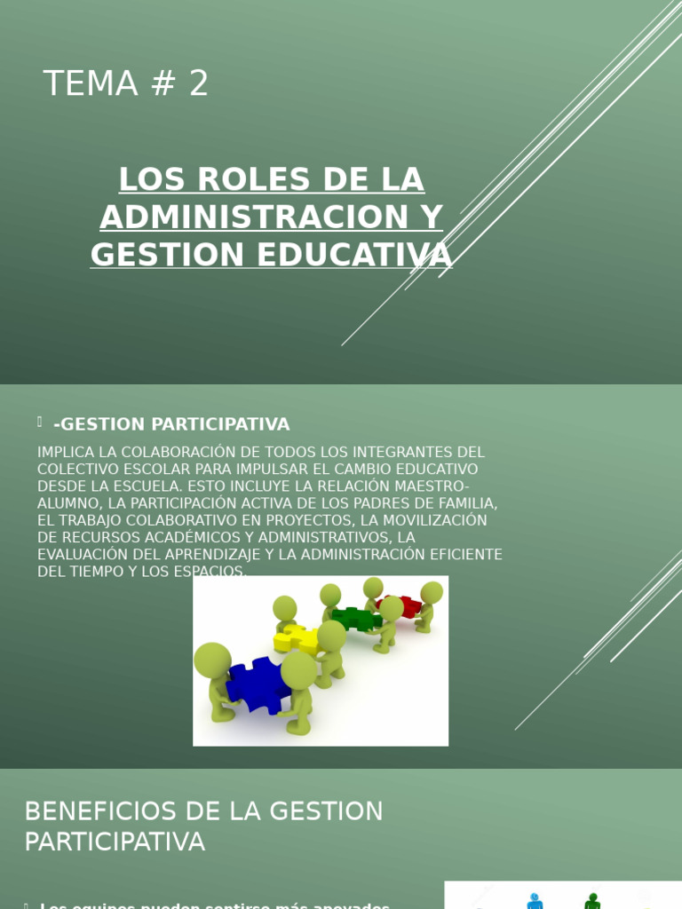 Roles en la Gestión Educativa Participativa | PDF