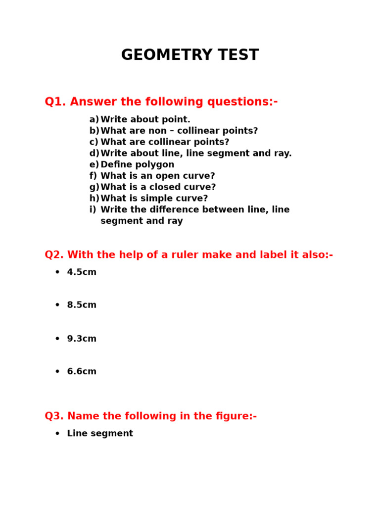 Geometry and Mathematics Test Guide | PDF | Line (Geometry ...