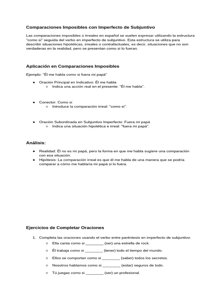 Comparaciones Imposibles en Subjuntivo | PDF