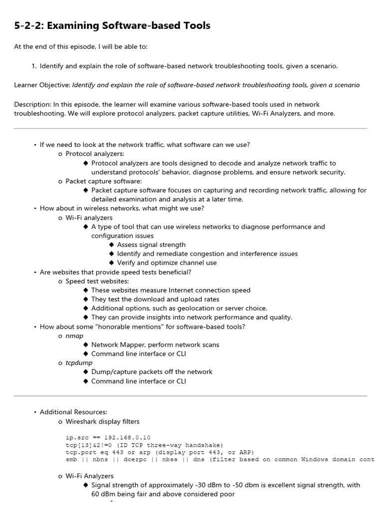 Software Tools for Network Troubleshooting | PDF | Computer Network ...