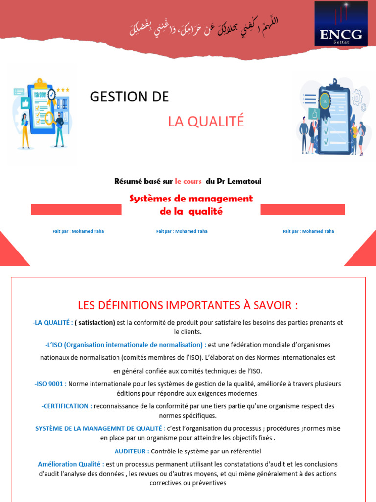 Gestion de la Qualité et Normes ISO | PDF | Management de la qualité ...