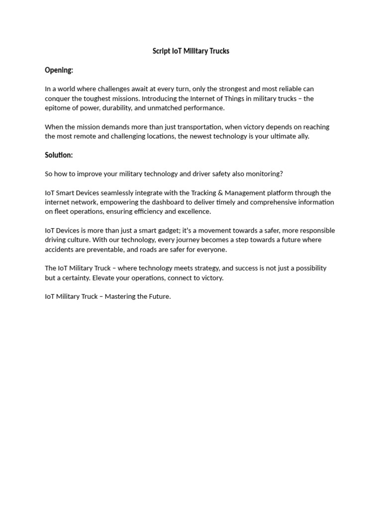 Script IoT Military Trucks | PDF