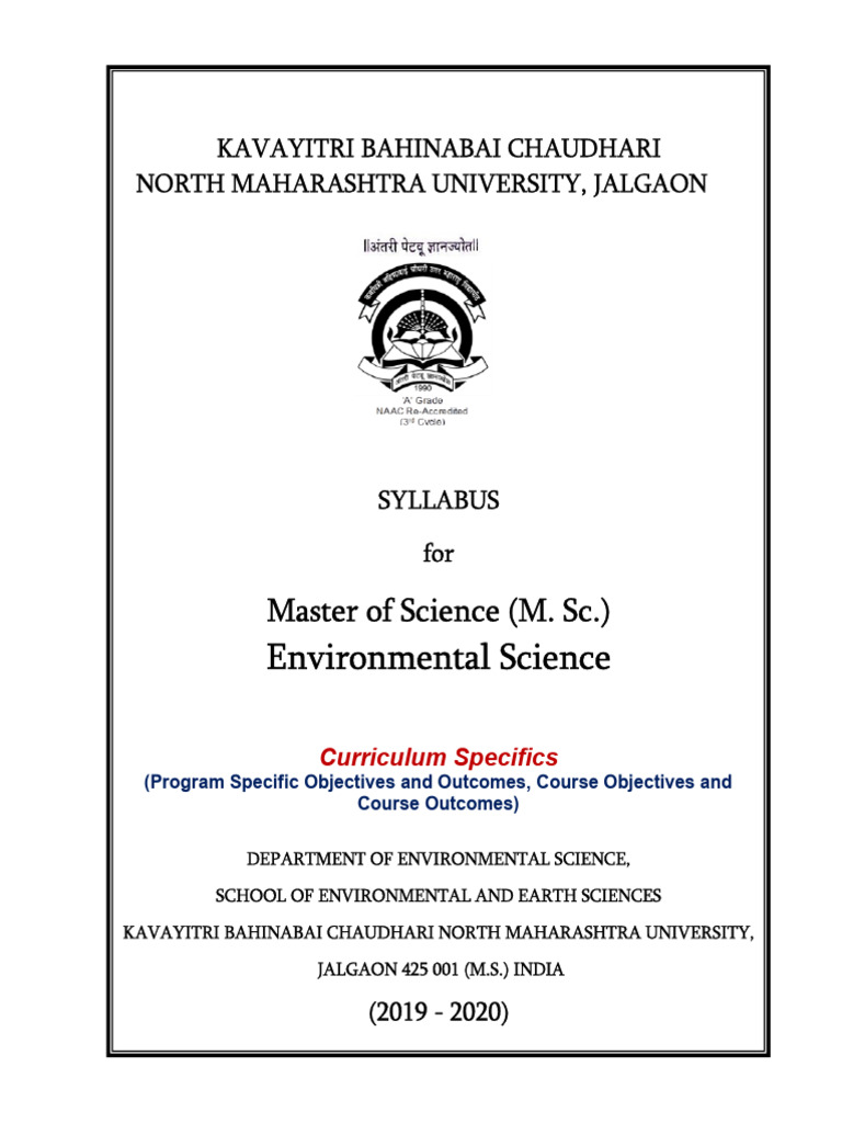 M.Sc. Environmental Science Syllabus 2023 | PDF | Course Credit ...