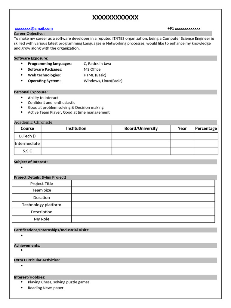 Software Developer Resume Template | PDF
