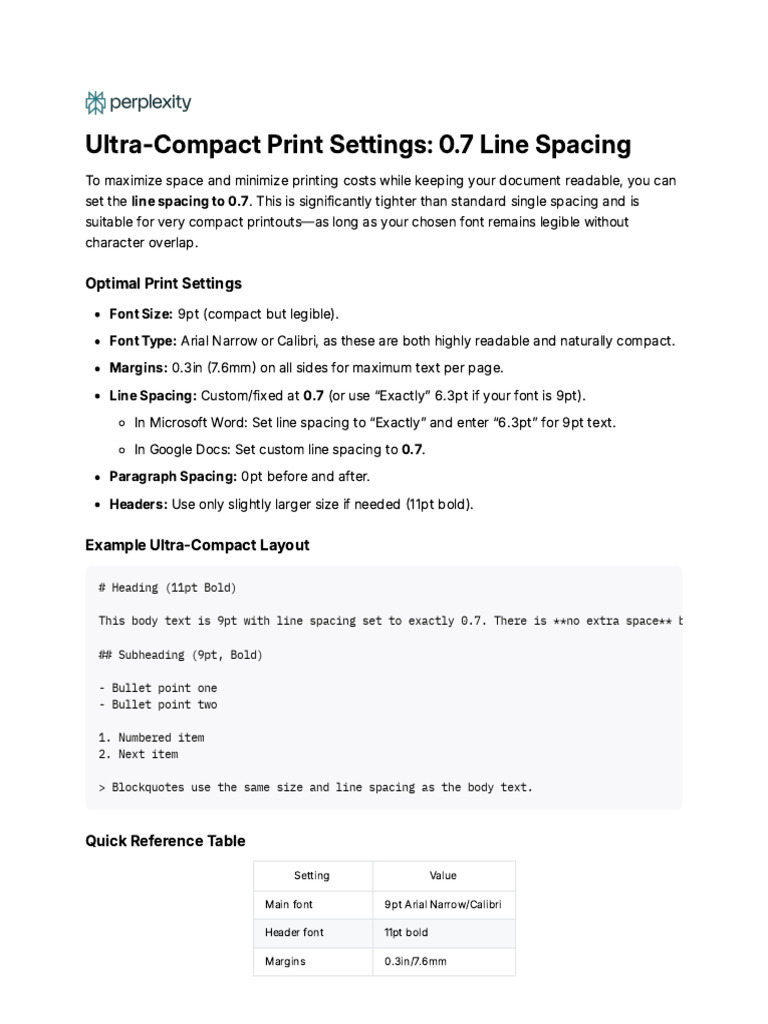 Ultra-Compact Line Spacing Guide | PDF