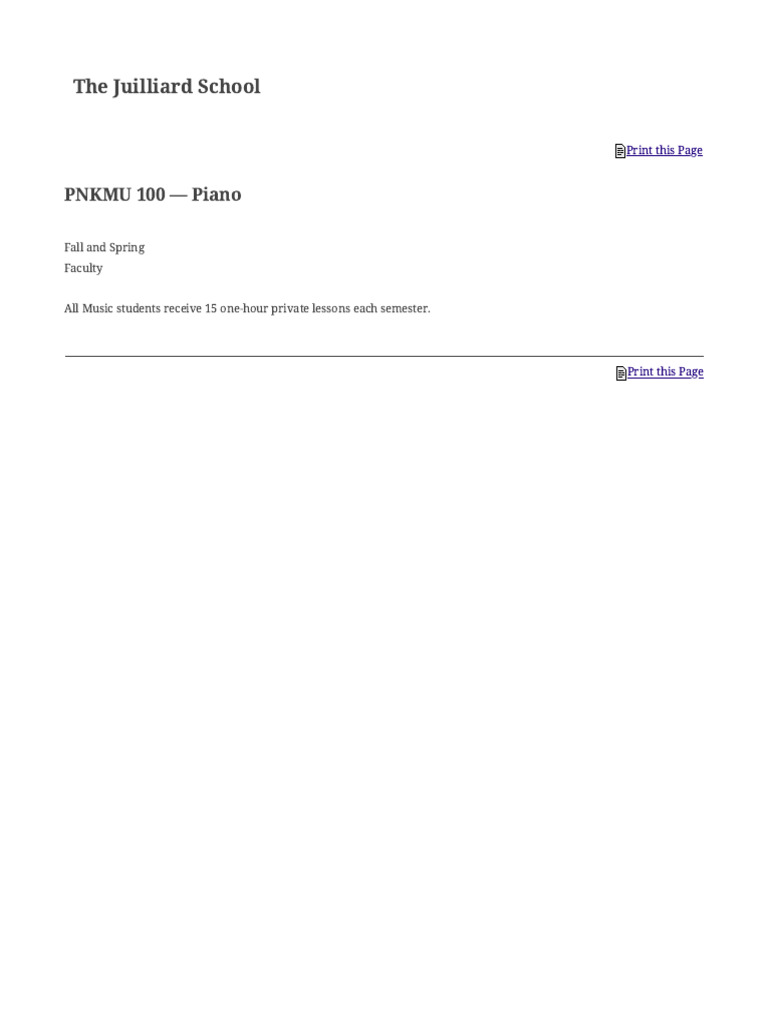 Juilliard Piano Course Overview | PDF