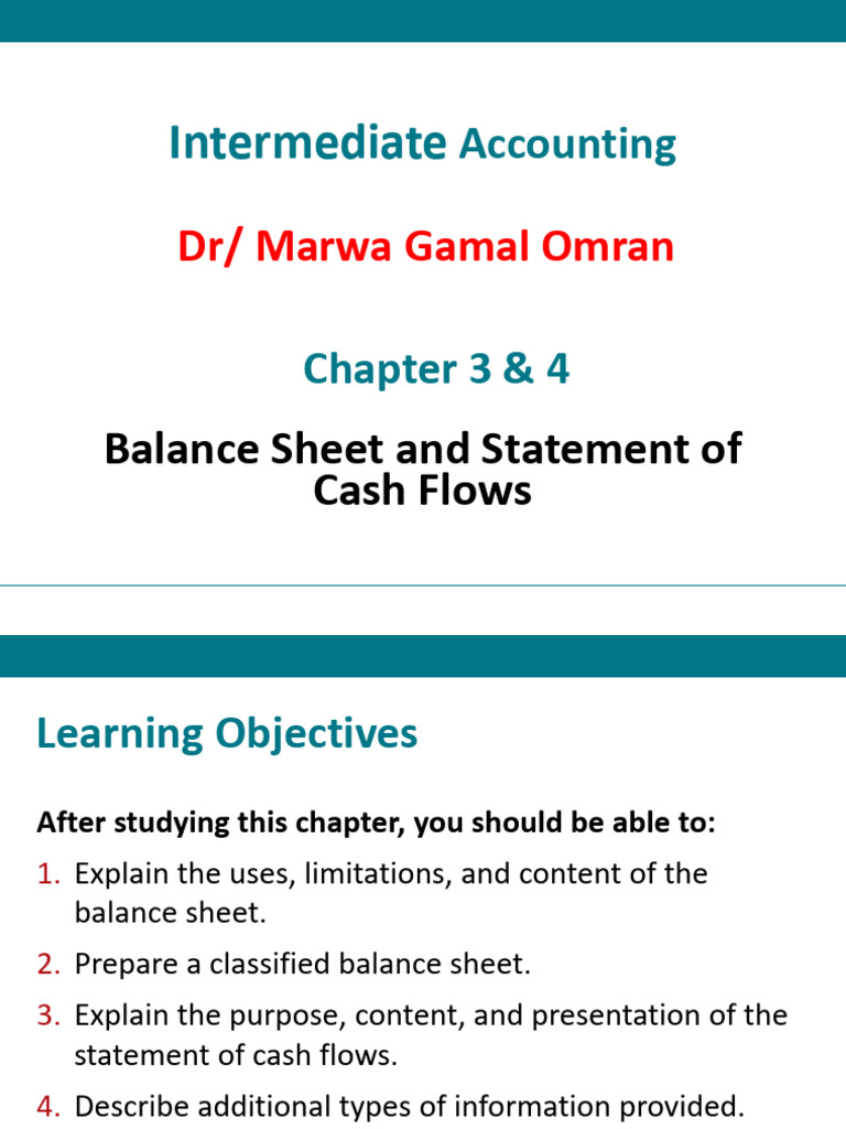 Lecture 6 Chapter 3 4 Balance Sheet Cash Flow Statement | PDF | Cash ...