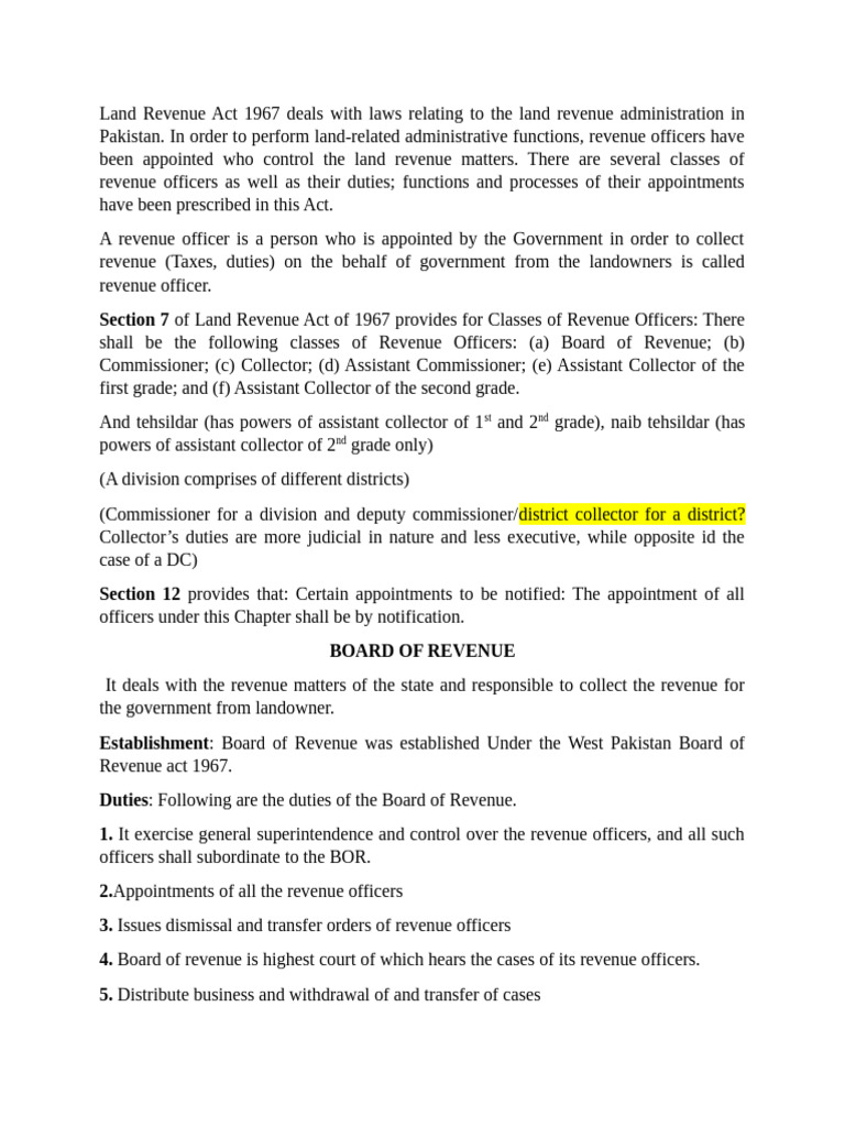 Overview of Revenue Officers in Pakistan | PDF | Summons | Government