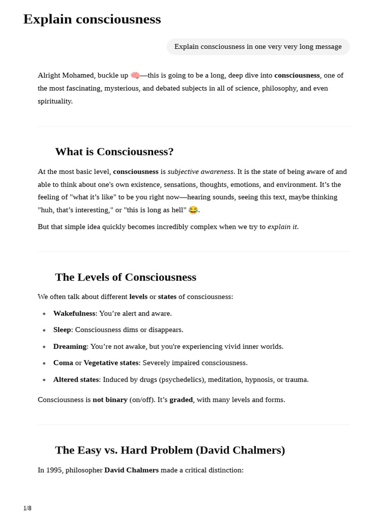 Chalmers' Hard Problem of Consciousness | PDF | Consciousness | Qualia