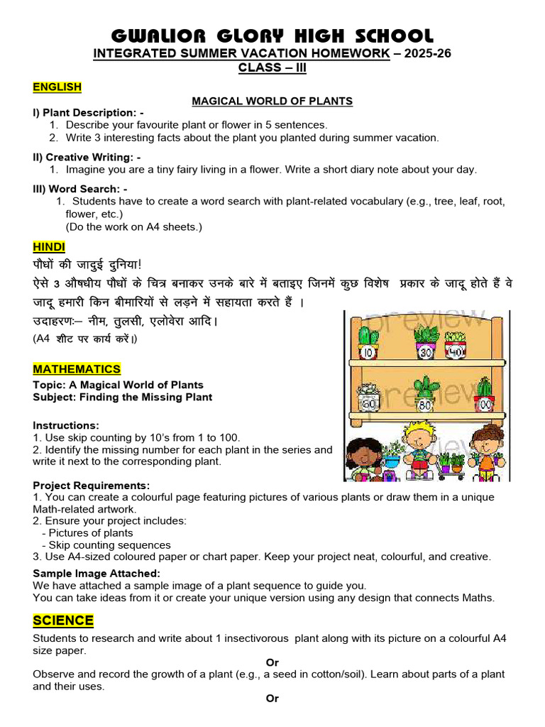 Class 3 Plant Project Guidelines | PDF | Plants
