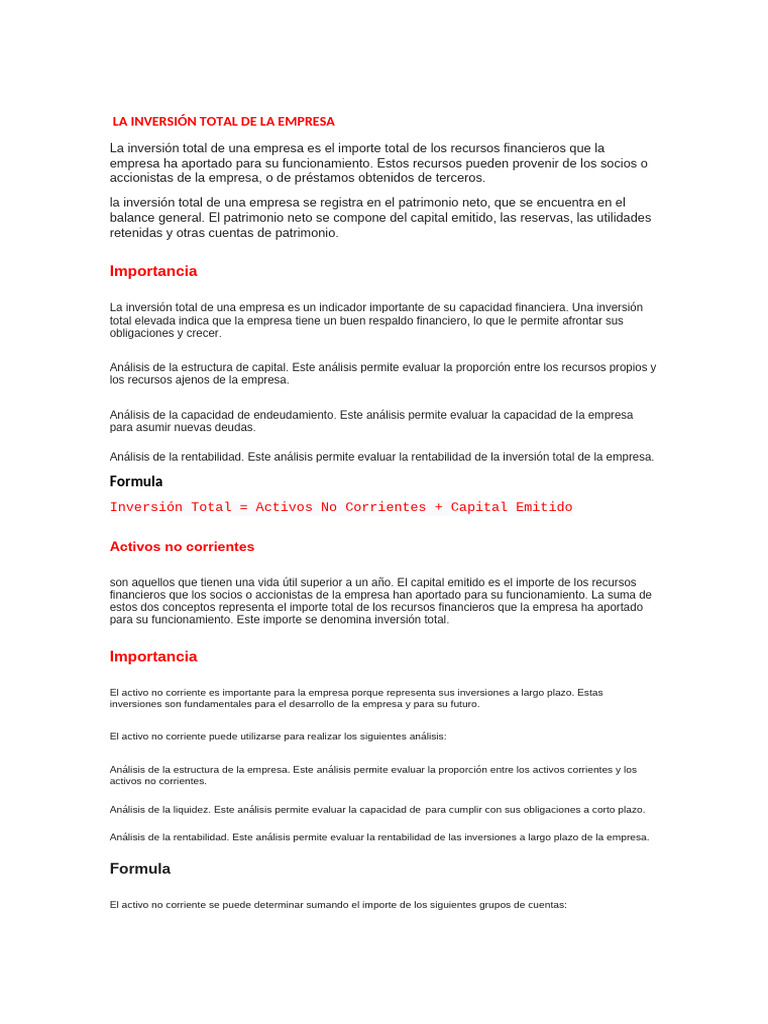 Inversión Total y Capacidad Financiera | PDF | Capital de trabajo ...