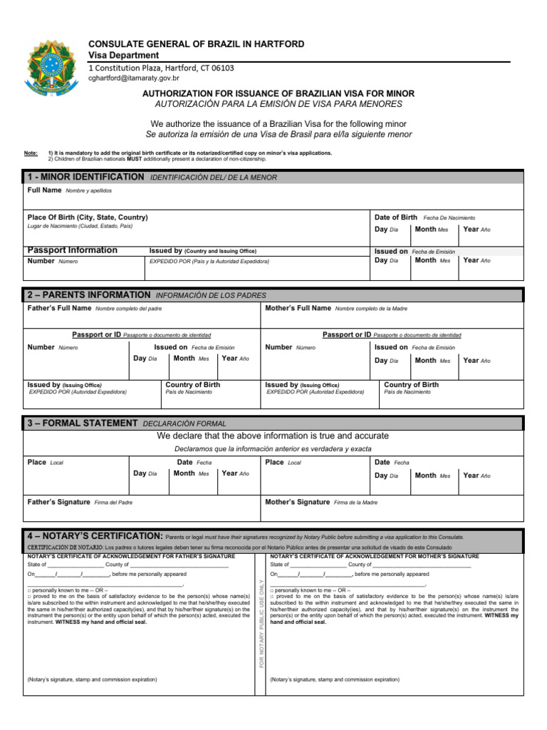 Brazilian Visa Authorization for Minors | PDF | Civil Law (Common Law ...