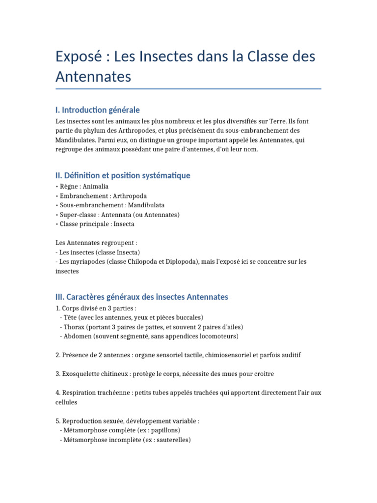 Les Insectes Antennates : Caractéristiques et Rôle | PDF | Insectes ...
