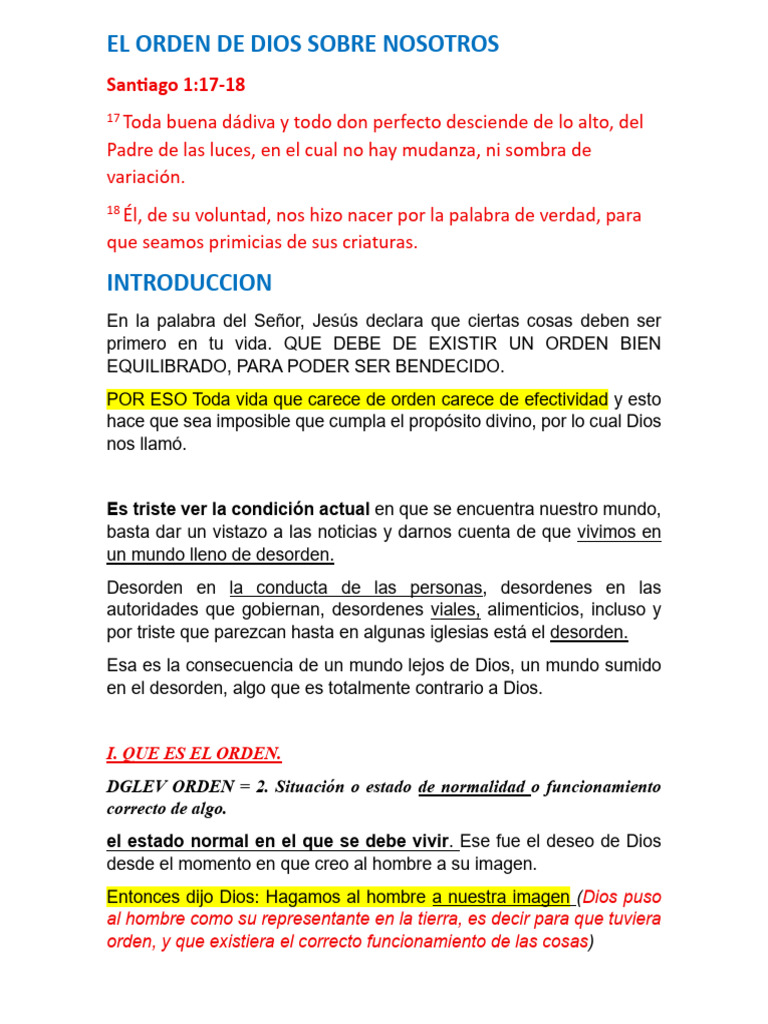 El Orden de Dios en Nuestras Vidas | PDF | Cristo (título) | Iglesia ...