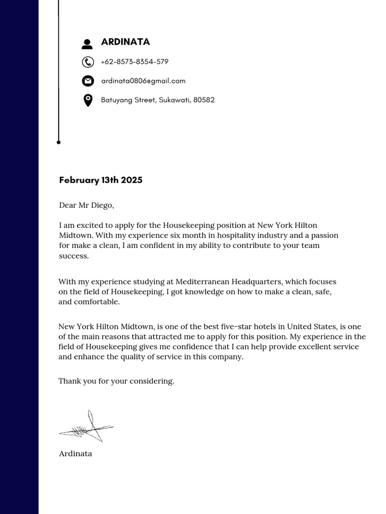 Application for Housekeeping Position | PDF