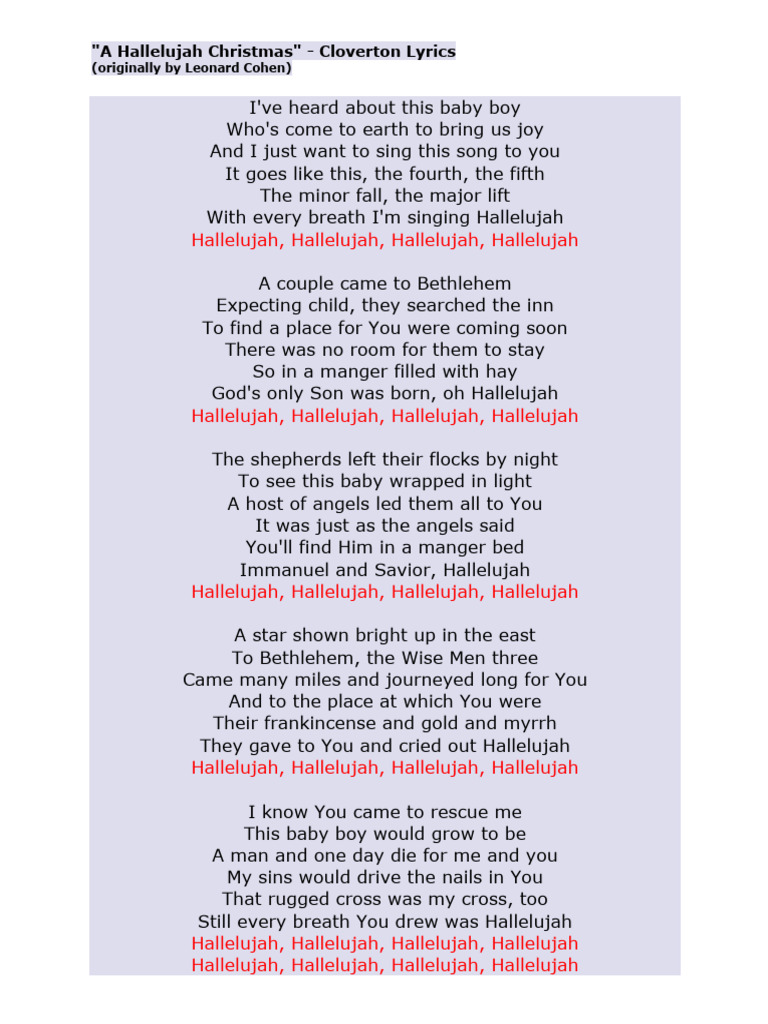 hallelujah christmas | pdf