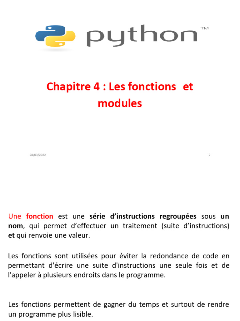 Fonctions et modules en programmation Python | PDF | Développement de ...