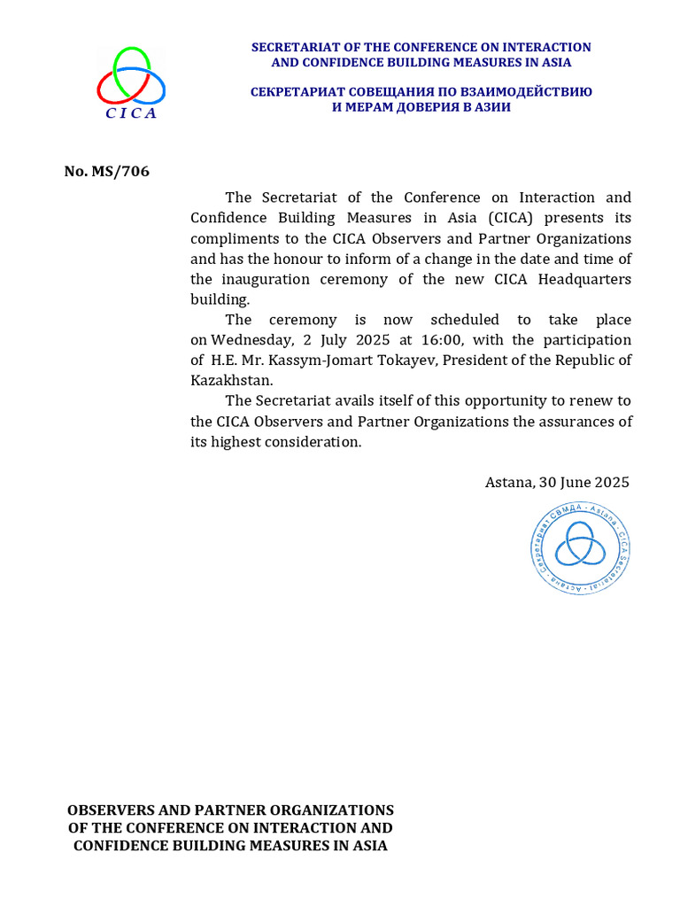 2025 - 06!30!01-MS-706-New Date&Time of The CICA HQ Inauguration ...