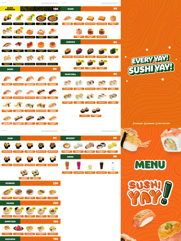 Sushi Menu Caloric Information | PDF